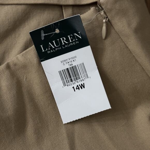 NWT Ralph Lauren Size 14W Tan Flat Front Straight Leg Chino Pants Capsule - Picture 4 of 5